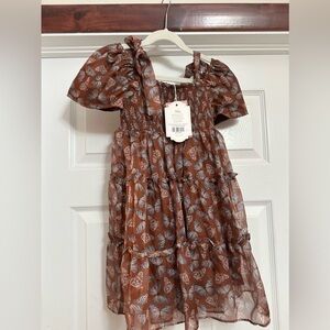 Ivy City Co mini Daydreamer Brown Butterfly Tiered Dress for Kids